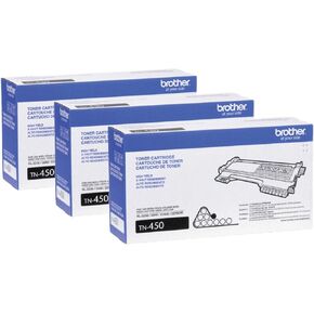 Brother Genuine TN450 3-Pack High Yield Black Toner Cartridge with Approximately 2,600 Page Yield/Cartridge