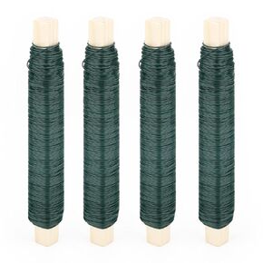 KINGLAKE GARDEN Floral Wire,22 Gauge 4 Pack 166 Yards Green Flexible Paddle Wire, Floral Bind Wire Floral Flexible Paddle Wire for DIY Craft, Holiday Decoration