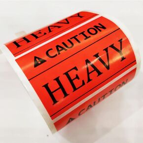 YOUOK Caution Heavy Sticker,2 x 3 inch Fluorescent Red Heavy Special Handling Shipping Warehouse Pallet Label Stickers for Shipping and Packing,300Pcs Per Roll