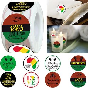 500 Pieces Juneteenth Labels Roll Stickers - Freedom Day Patriotic Party Supplies Decorations Favors Jar Containers Letter DIY Sticker Labels Decals