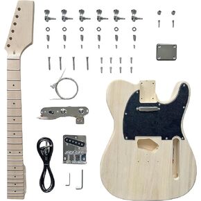 DBL DIY Electric Guitar Kits,TL Style Electric Guitar,6 String Right Handed with Basswood Body Maple Neck Maple Fingerboard Chrome Hardware，Build Your Own Guitar