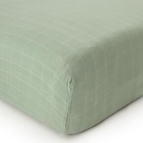 Organic Muslin Fitted Crib Sheet - Organic Crib Sheet for Standard Crib and Toddler Mattresses, Soft and Breathable, Solid Sage Green, Boho Baby, 28"x52"