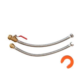 3/4 x 3/4 FIP 18" Water Heater Hose Kit with Disconnect Clip - Lead-Free Brass Ball Valve and Stainless Steel Flex Hose - Push Connect Fittings - High Flow Rate Plumbing Supplies