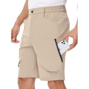 Men's Hiking Cargo Shorts 9" Quick Dry Lightweight Stretch Golf Shorts Men Fishing Work Travel with Zipper Pockets