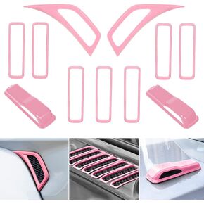Pink Hood Vents & Side Air Conditioning Vent Outlet & Engine Hood Hinge Cover Trim Decor ABS Decorative for 2018-2023 Jeep Wrangler JL JLU & Gladiator JT