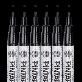 PINTAR Black Acrylic Paint Markers | 12 PACK | Artist Brush Pens, Paint Pens, Calligraphy Markers, Black Paint Pens for Rock Painting, Wood, Glass, Leather, Shoes | 12 PACK, 0.7mm/ 1mm/ 5mm