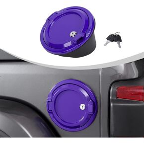 JWWY Fuel Tank Cap with Lock Lockable Key-Lock Fuel Tank Cover Locking Gas Cap Fit for 2018-2024 Jeep Wrangler JL JLU Exterior Accessories 2/4 Door Purple Aluminum Alloy