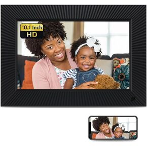 NexFoto 10.1 بوصة إطار صورة رقمي واي فاي 32 جيجابايت، إطار صور رقمي ذكي إلكتروني 1280 × 800 HD شاشة تعمل باللمس مستشعر حركة تدوير تلقائي تحميل الصور/مقاطع الفيديو عبر التطبيق/البريد الإلكتروني، هدية للأجداد in Kuwait