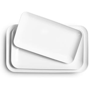 DELLING Large Serving Platter Set 16/14/12inch Large Serving Tray - Rectangular White Serving Trays for Party, Turkey Platter Set of 3, Christmas