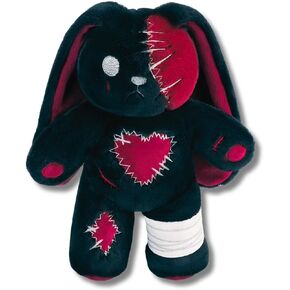 Scary Goth Bunny Plush-Creepy Emo Rabbit Stuffed Animal-Horror Plushie Animal