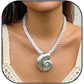 Boho Conch Shell Starfish Pendant Necklace Ocean Animal Sea Shell Statement Necklace Bohemian Beach Spiral Shell Clavicle Necklace Jewelry for Women in Saudi Arabia