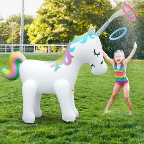 Water Sprinklers Inflatable Toys,Inflatable Sprinkler for Kids,Outdoor Water Toys w/2 Rings,Summer Backyard Sprinkler,Spray Water Toy for Kids,Adults