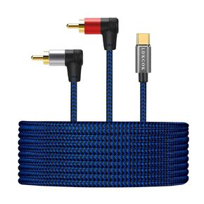 LDKCOK RCA to USB C Cable 10ft, USB C to RCA Audio Cable 10ft, Phone Laptop to Home Y Splitter Cord with Digital chip Compatible with Pad Pro 2018, Google Pixel 3/2/2XL MacBook Moto Z (10FT, Blue)