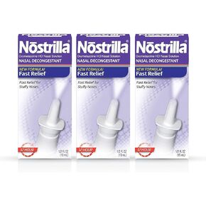 Nostrilla Nasal Decongestant Spray, Stuffy Nose Relief, 0.5 oz (3 Pack)