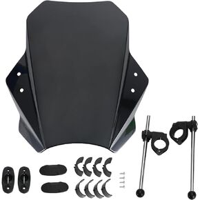 Areyourshop Universal Motorcycle Adjustable Windshield Wind Screen fits for Motorcycle with 22MM 25MM 28MM Handlebar