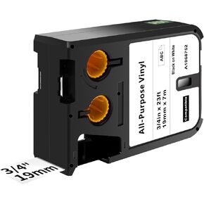 Compatible with Dymo XTL 1868752 All-Purpose Vinyl Labels 3/4", for Dymo XTL 300 XTL 500 Label Maker, Black on White, 3/4" x 23'(19mm x 7m)