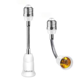 Light Bulb Extender Socket (2-Pack), 19 CM/7.5 Inch Bulb Socket Extension, 360° Bendable Adjustable Standard E26/E27 Bulb Screw Base Extender Adapter