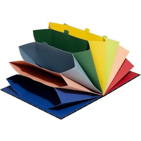 POKETO - Accordion File Folder, Large - Accordion File Organizer w/ 12 Pockets - Elastic Closure - Vibrant Color File Folders & Tabs - Expanding File Folder, Paper Organizer - Fits 8.5"x11" Documents