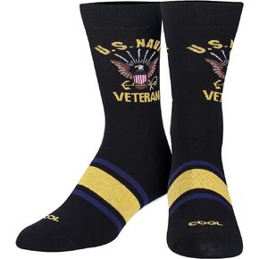 Cool Socks, US Navy Veteran, Mens Womens Crew, Funny Graphic Print, Large
