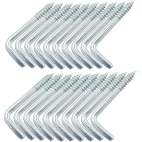 Shells 50PCS Silver Color Carbon Steel Metal Right-Angle Hooks 7 Shape Screw Hooks Self-Tapping Screws Hooks L Shape Hooks 34 X15mm