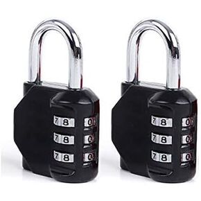 DonJon Padlock,2 Pack Combination Lock 3 Digit Padlock for Gym,Outdoor&School Locker,Fence,Hasp and Storage(Black)