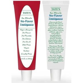 Tate's - No Flavor Toothpaste - 6.4 oz - Helps with Whitening - Fresh Breath - No SLS - Flavor Free - Flouride Free - All Natural