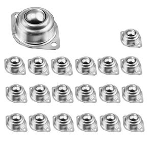 20PCS 1'' Roller Ball Transfer Bearing, Flange Mounted Carbon Steel Round Ball Transfer Unit,360º Rotation Universal Ball Casters 400Lbs Carbon Steel Round Ball Transfer Unit for Conveyor, Roller Stan