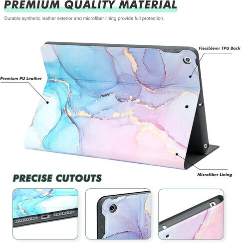 Case for 10.2 Inch iPad 9th/8th/7th Generation 2021/2020/2019 - iPad Cover 9th/8th/7th Generation, Premium Leather Folio Stand Case - Auto Wake/Sleep and Multiple Viewing, Marble Fresh in Saudi Arabia