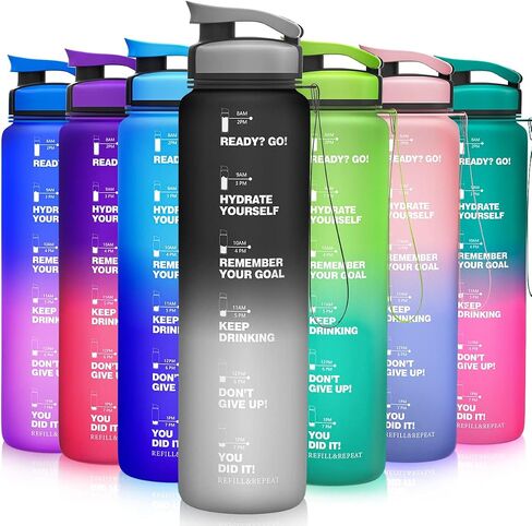 ZORRI 32 OZ Water Bottles, BPA Free Leak Proof Motivational Times Tracking Sports Bottle, Reusable Tritan Plastic Water Jug for Sports & Outdoors, Gym, Yoga, Workout, School, Office in Saudi Arabia