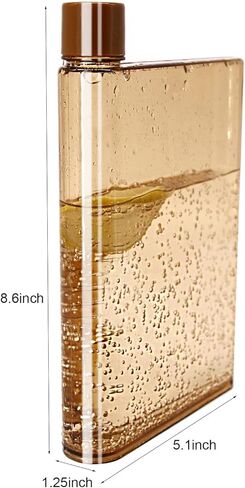 زجاجة مياه مسطحة رفيعة وقابلة لإعادة الاستخدام سعة 420 مل - تناسب زاوية الجيب العشوائية. كوب محمول شفاف للمدرسة، والرياضة، والسفر، وتناول الطعام in Kuwait
