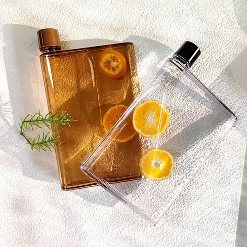 زجاجة مياه مسطحة رفيعة وقابلة لإعادة الاستخدام سعة 420 مل - تناسب زاوية الجيب العشوائية. كوب محمول شفاف للمدرسة، والرياضة، والسفر، وتناول الطعام in Kuwait