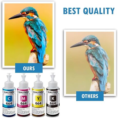 Epson 664 Ink Refill Bottles All 4 Colors + 4 Gloves + Ink Storage Box | Epson 664 Ink for Epson ET 2550 Ink Refill, ET-2650, ET-2600, ET-2500 (Black, Cyan, Magenta, Yellow) | Epson Ink 664 in Saudi Arabia
