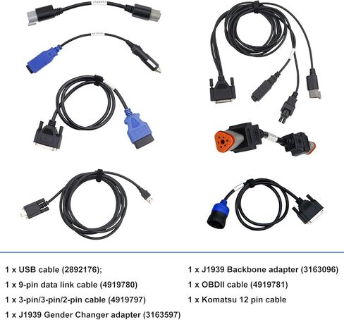 3165033 أداة تشخيص محول وصلة البيانات المضمنة 6 مع Instie 8.7/ ماسح ضوئي تشخيصي متعدد اللغات للخدمة الشاقة لأداة الماسح الضوئي محرك Cummins Komatsu obdii in Kuwait