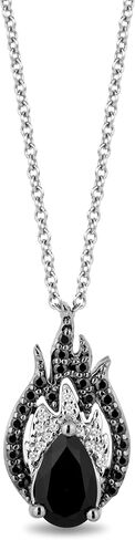 Jewelili Enchanted Disney Fine Jewelry الروديوم الأسود فوق الفضة الاسترليني مع 1/5 CTTW الماس وقلادة قلادة Maleficent من العقيق in Saudi Arabia