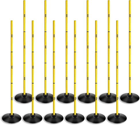Agility Pole Accessory-Soccer Pole & Base Accessory for Soccer Agility Training (12 Poles with 12 Rubber Base) in Saudi Arabia