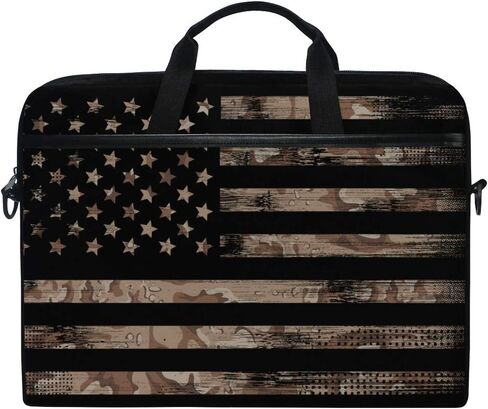 American USA Flag with Desert Camouflage Laptop Case Bag Sleeve Portable/Crossbody Messenger Briefcase Convertible w/Strap Pocket for MacBook Air/Pro Surface Dell ASUS hp Lenovo 15-15.4 inch in Kuwait