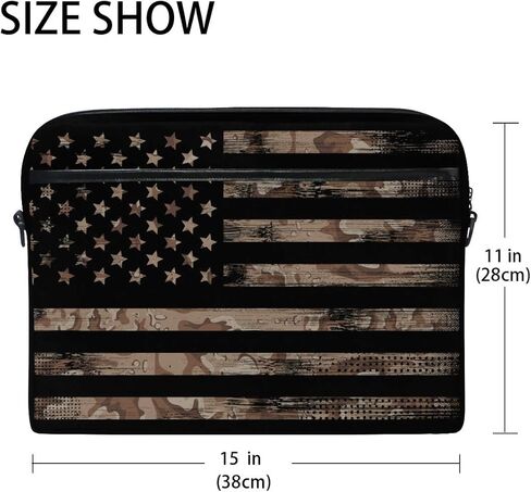 American USA Flag with Desert Camouflage Laptop Case Bag Sleeve Portable/Crossbody Messenger Briefcase Convertible w/Strap Pocket for MacBook Air/Pro Surface Dell ASUS hp Lenovo 15-15.4 inch in Kuwait