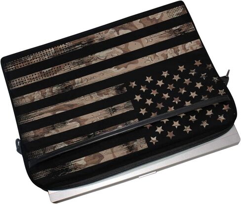 American USA Flag with Desert Camouflage Laptop Case Bag Sleeve Portable/Crossbody Messenger Briefcase Convertible w/Strap Pocket for MacBook Air/Pro Surface Dell ASUS hp Lenovo 15-15.4 inch in Kuwait