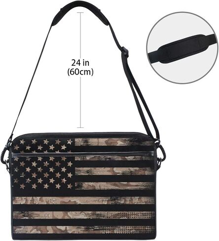 American USA Flag with Desert Camouflage Laptop Case Bag Sleeve Portable/Crossbody Messenger Briefcase Convertible w/Strap Pocket for MacBook Air/Pro Surface Dell ASUS hp Lenovo 15-15.4 inch in Kuwait