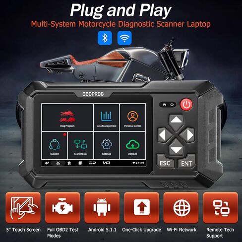 Motorcycle All System Diagnostic Tool, Oil Service Reset, OBDPROG Moto 100 Motorcycle Scanner for Ducati KtmTriumph Yamaha Honda Automotive OBD Code Reader, Unlimited Auto VINs, 5.0 Touch Screen in Saudi Arabia
