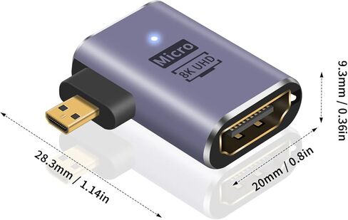 Poyiccot Micro HDMI to HDMI Adapter 8K, 90 Degree Micro HDMI Male to HDMI Female Adapter, Up & Down Angle Micro HDMI 2.1 Adapter with Bidirectional 48Gbps High Speed for Hero 7/Raspberry Pi 4, 2pack in Saudi Arabia