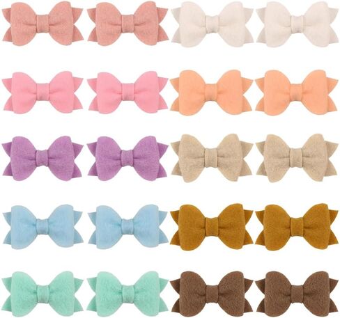Wool Felt Hair Bow Clips for Baby Girls Toddlers,Baby Barrettes Fully Lined No Slip for Fine Hair,Hair Accessories for Kids,Toddler Hair Clips for Children,Hair Pins 20pcs in Saudi Arabia