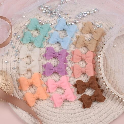 Wool Felt Hair Bow Clips for Baby Girls Toddlers,Baby Barrettes Fully Lined No Slip for Fine Hair,Hair Accessories for Kids,Toddler Hair Clips for Children,Hair Pins 20pcs in Saudi Arabia