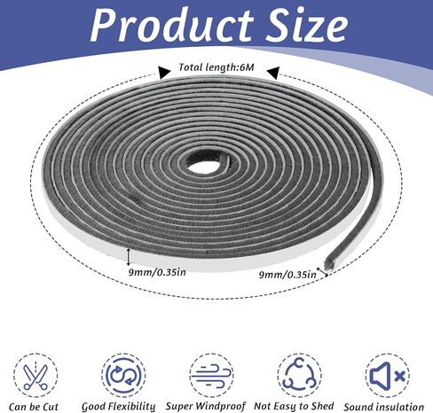 Weather Stripping Seal, Self-Adhesive Sliding Glass Door Weatherstripping, Door Brush Seal Soundproofing Weather Stripping for Sliding Windows and Door Frames(20FT, 0.35'' Wide X 0.35'' Thick) in Saudi Arabia