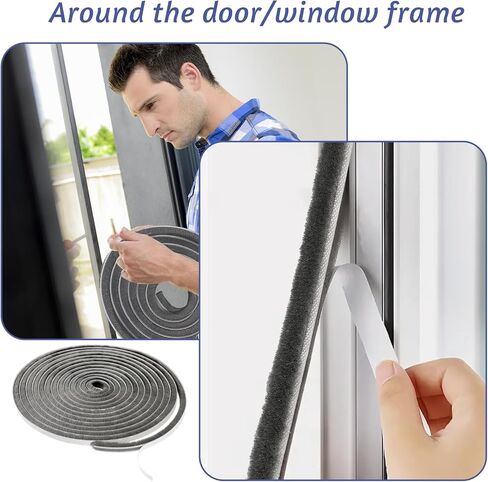 Weather Stripping Seal, Self-Adhesive Sliding Glass Door Weatherstripping, Door Brush Seal Soundproofing Weather Stripping for Sliding Windows and Door Frames(20FT, 0.35'' Wide X 0.35'' Thick) in Saudi Arabia