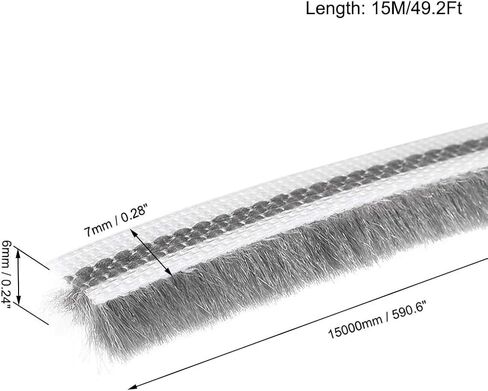 Brush Weather Stripping 7mmx6mm Self Adhesive Sealing Windproof Seal Strip Length 5M Weatherstrip Sweep Brushes for Door Window Gray in Kuwait