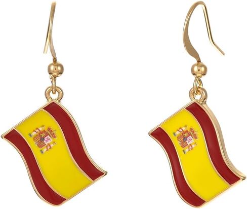 Madison Tyler Dangle Earrings for Women|Country Flag Earrings for Women Girls|Flag Dangling Fish Hook Patriotic Earrings for Olympic Games in Saudi Arabia