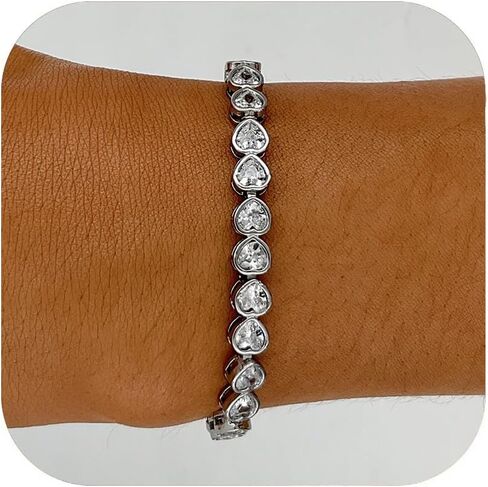 Silver Tennis Bracelets for Women Cubic Zirconia Bracelet Prom Bracelet Silver Gold Wedding Jewelry Cz Bezel Tennis Bracelet Iced Out Stackable Bracelet Set Bling Jewelry Women Girls Gifts in Kuwait