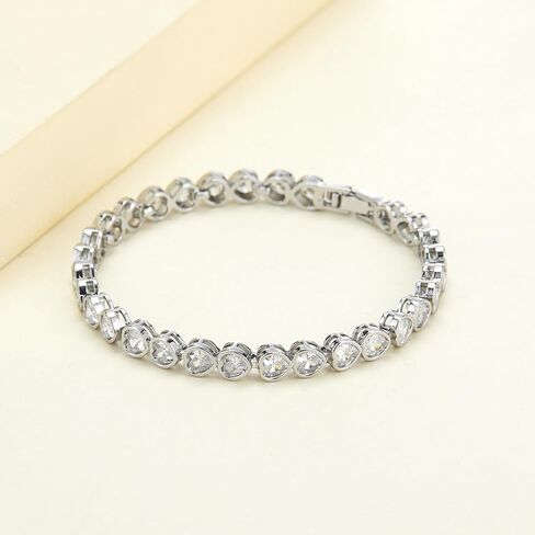 Silver Tennis Bracelets for Women Cubic Zirconia Bracelet Prom Bracelet Silver Gold Wedding Jewelry Cz Bezel Tennis Bracelet Iced Out Stackable Bracelet Set Bling Jewelry Women Girls Gifts in Kuwait