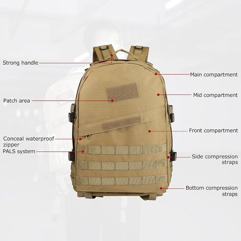 YAKEDA Military Tactical Backpacks for Men-45L 3-Day Pack Bug Out Backpack for Hiking,Camping Travel Hunting in Saudi Arabia